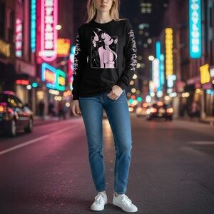 Lewd Complex Sububus V2 Long Sleeve T-Shirt Black Pink Size Large Unisex Anime